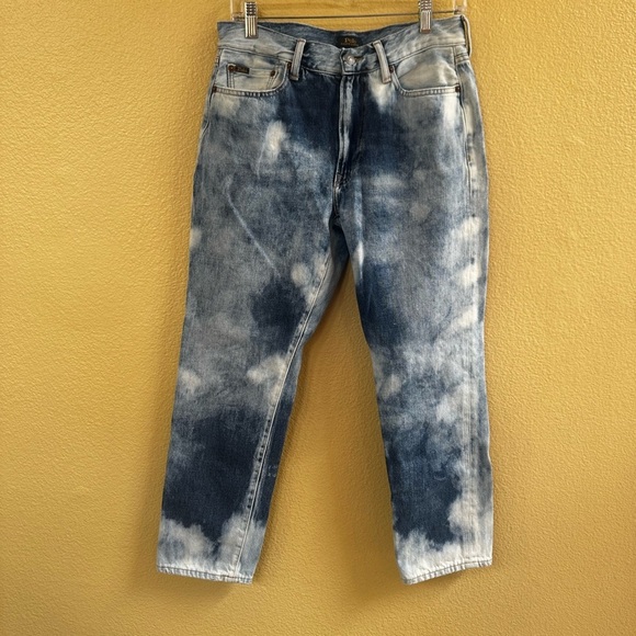 Polo Ralph Lauren Bleached Effect “The Avery Boyfriend” Cropped Jeans Size 28 - Picture 2 of 9
